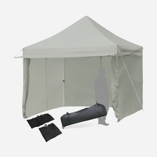 10x10 Pop-up Gazebo with 5 Removable Sidewalls Extended Awning Blue-3