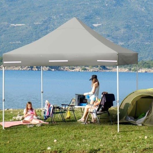 10x10 Pop-up Gazebo with 5 Removable Sidewalls Extended Awning Blue-5