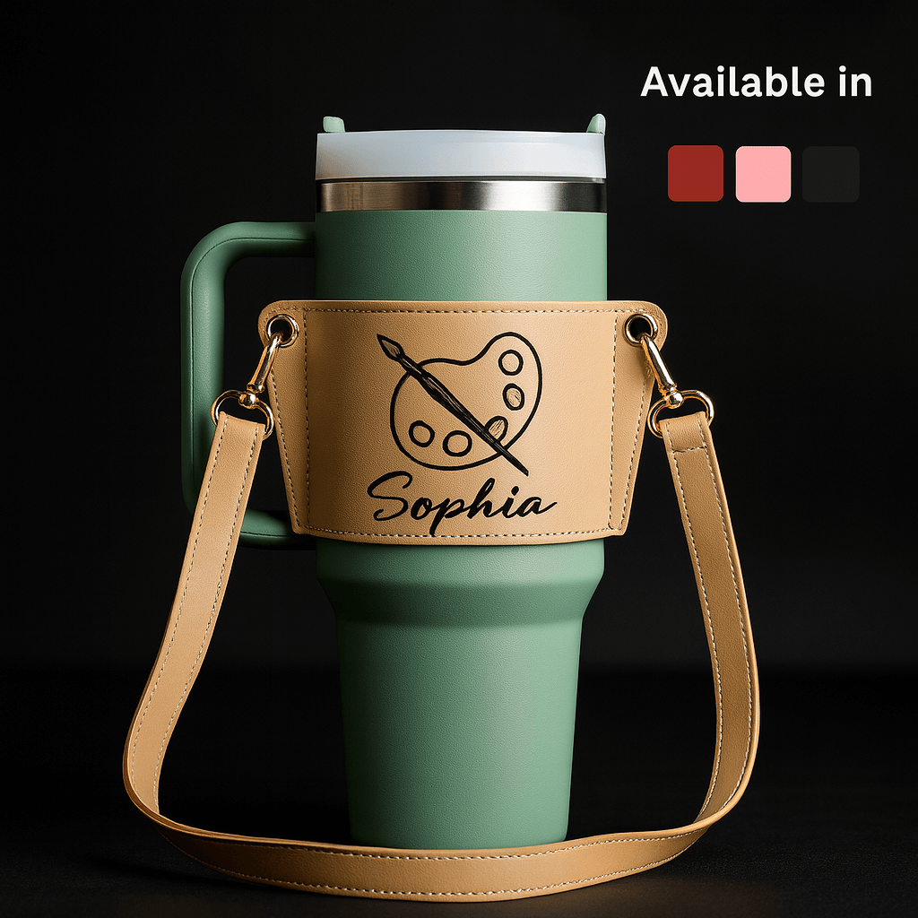 Personalized leather tumbler carrier 40oz Stanley Tumbler-1