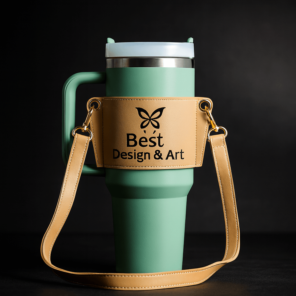 Personalized leather tumbler carrier 40oz Stanley Tumbler-3