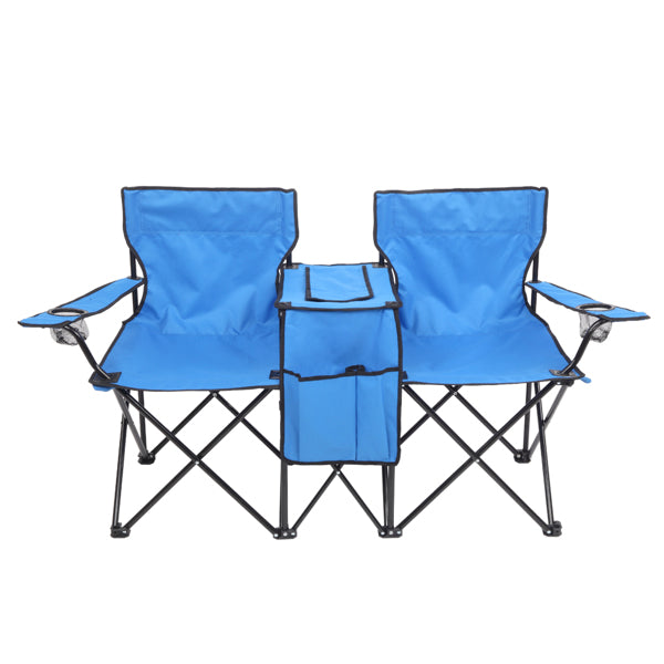 2-Seat Folding Chair with Removable Sun Umbrella – Portable Beach & Fishing Chair