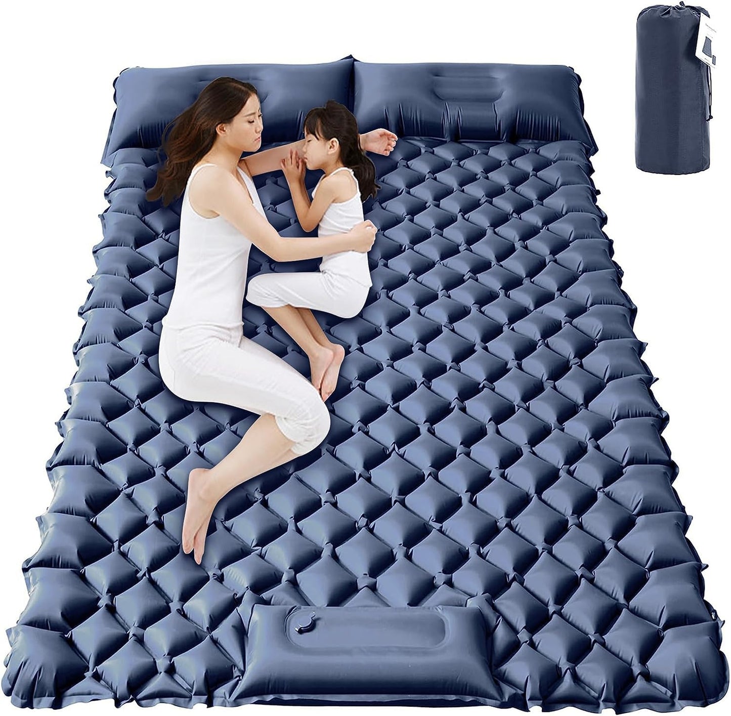 Double Self-Inflating Sleeping Pad | 2 Person | R-Value 3.5 | Built-In Pump & Pillow