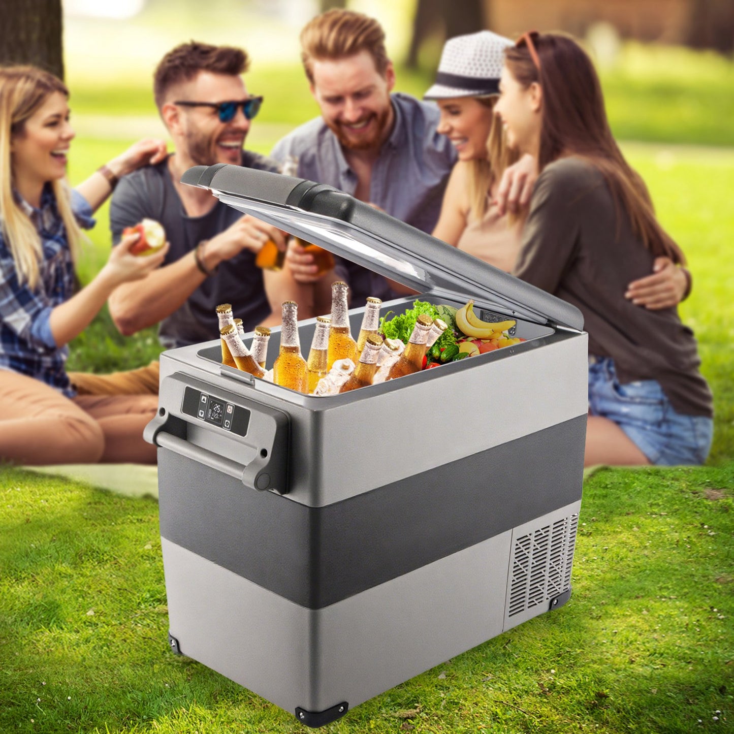58 Quart Dual Zone Portable Compressor Fridge – 12V Car & Camping Refrigerator