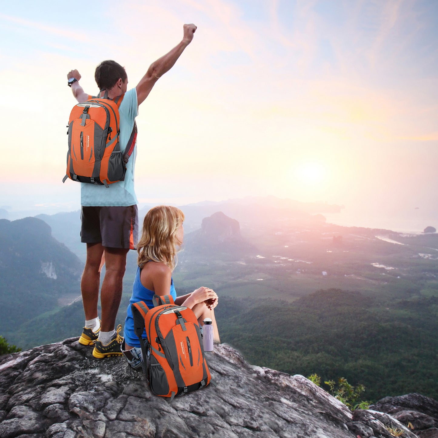 36L Waterproof Outdoor Daypack | Lightweight Hiking & Travel Backpack (Black or Orange)