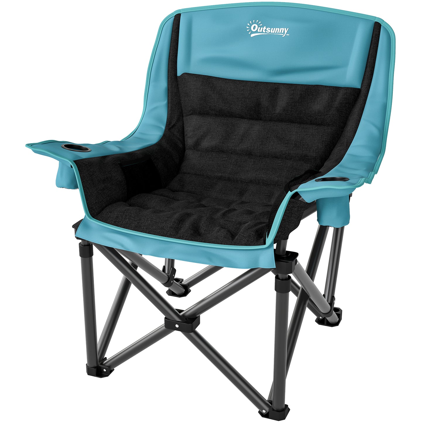 Folding Camping Chair with Side Pockets, Cup Holders and Carry Bag