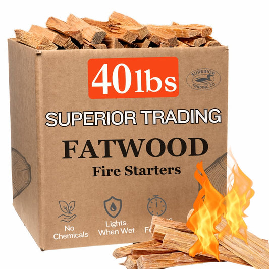 Fatwood Fire Starter Sticks | 40lb Box | Natural Pine | Campfires, Stoves & Fireplaces