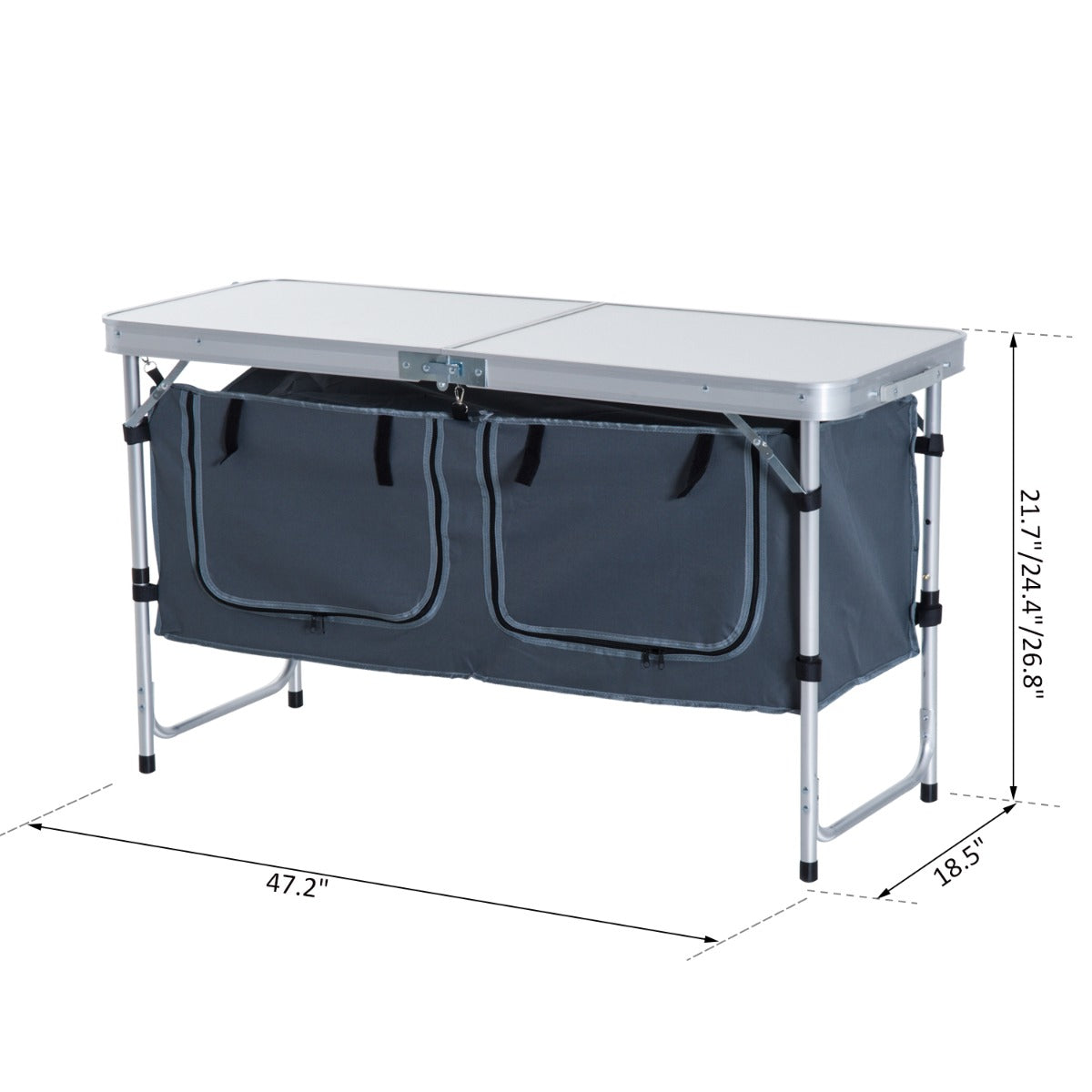 47" Aluminium Portable Camping Table and Storage Organizer