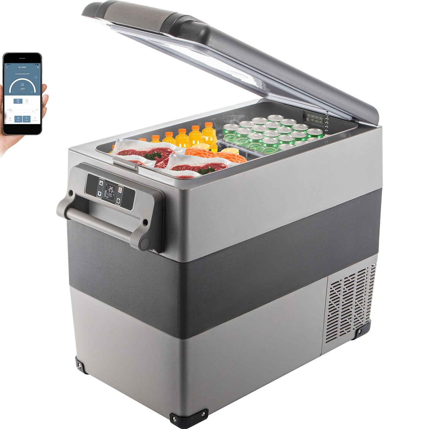 58 Quart Dual Zone Portable Compressor Fridge – 12V Car & Camping Refrigerator