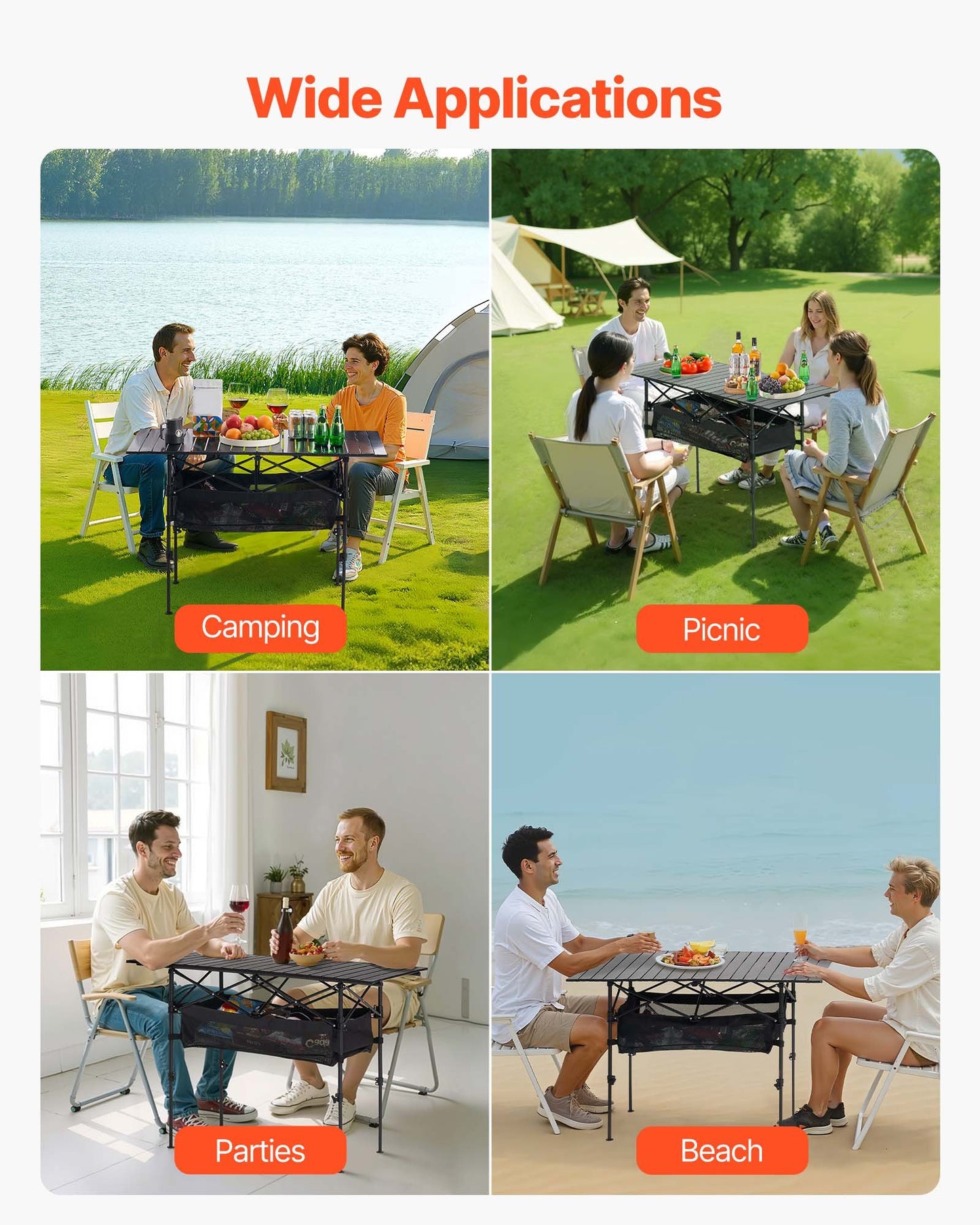 Folding Portable Camping Table Aluminum Outdoor Picnic Roll Up Table Storage Bag