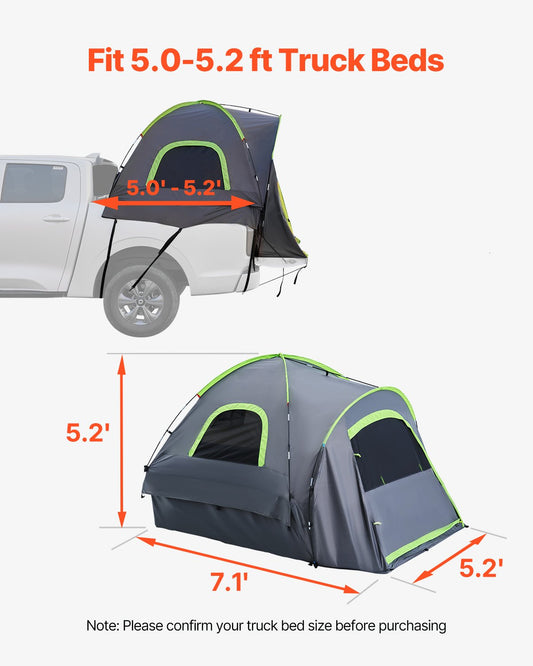 Pickup Truck Tent, Fit 5.0-5.2 Ft Truck