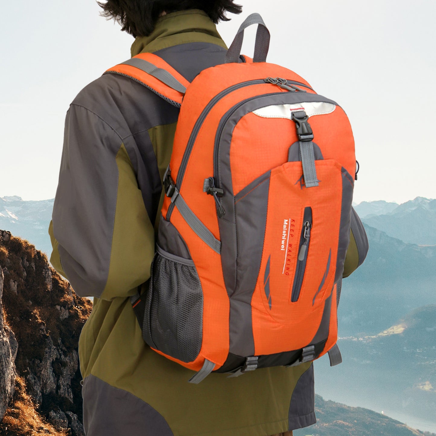 36L Waterproof Outdoor Daypack | Lightweight Hiking & Travel Backpack (Black or Orange)