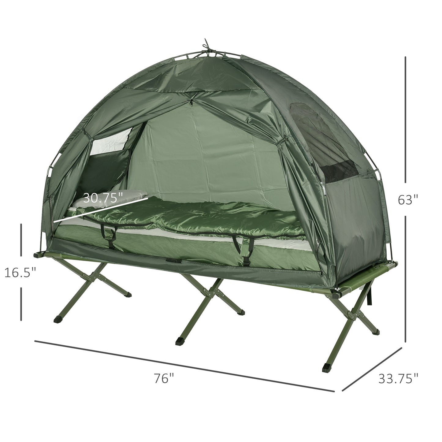 All-in-One Elevated Camping Tent with Sleeping Bag