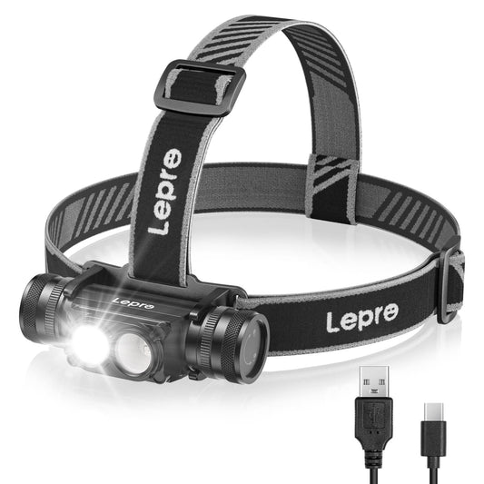 Lepro 1000 Lumen Headlamp Rechargeable - Powerful Detachable Head Lamp with 2200 mAh Battery Super Bright 500FT Flashlight Beam IP65 Waterproof LED Headlight for Camping Hiking Hunting Fishing Gear