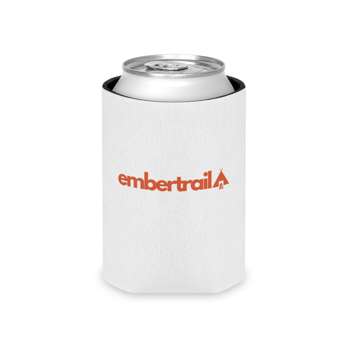 Embertrail Logo Can Cooler — Outdoor Camping Beer Koozie (Orange)