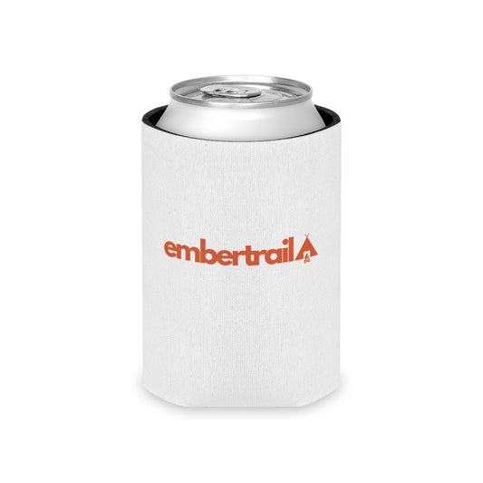Embertrail Logo Can Cooler — Outdoor Camping Beer Koozie (Orange)