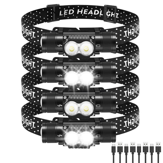 Northlet Headlamp Rechargeable 4 Pack 1200 Lumen LED Head Lamp with 4 Light Modes IPX6 Waterproof Super Bright High Lumen Headlamps Adjustable Headstrap Headlights for Running Camping Outdoor